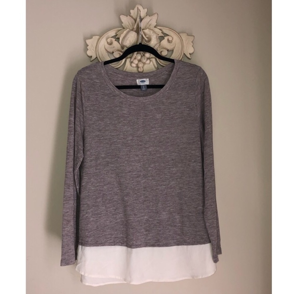 Taupe Long Sleeve Top with Sheer Layered Detail